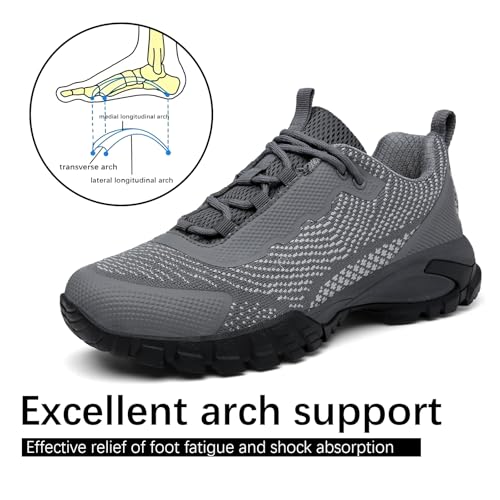 LEDINEY Mens Hiking Shoes Waterproof Lightweight Ankle Boots Outdoor Trekking Camping Walking Quest