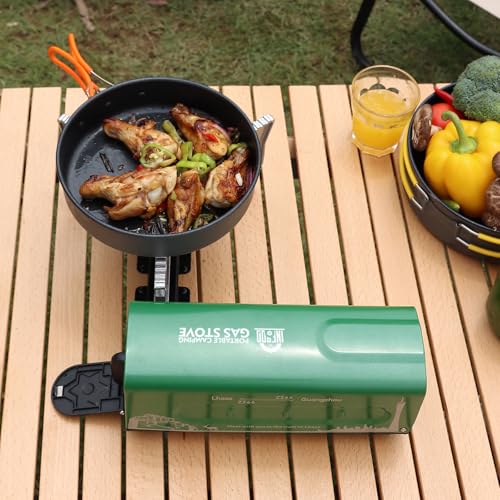 INFOOD Portable Butane Gas Camping Stove - 7500 BTU Compact Folding Design with Carry Bag for Backpacking, RV Trips, Picni...