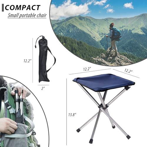KOKSRY Portable Stool, 13.8 Inch High & 1.32 lbs Small Folding Chair, Telescopic Compact Foldable Stool with Carry Bag for...