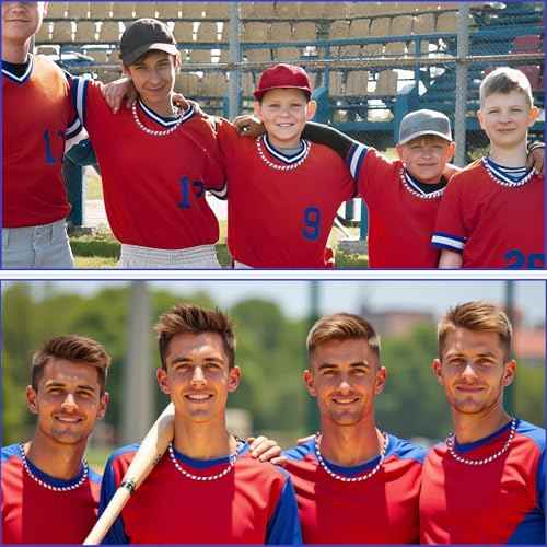 Red White and Blue Baseball Necklace Sparkly Rhinestone Baseball Game Day Chain Accessories for Men Women Baseball Team Players Lovers Gift