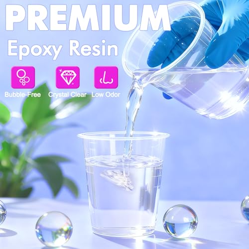 Teexpert Epoxy Resin Kit for Beginners, 32OZ Resin Kit with Silicone Molds, Complete Set with 24 Colors, Dried Flowers and...