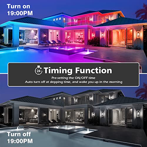 FBZ 60Ft Outdoor Waterproof LED Strip Lights,Music Sync RGB IP65 Led Lights with App Control and Remote,Color Changing Wat...