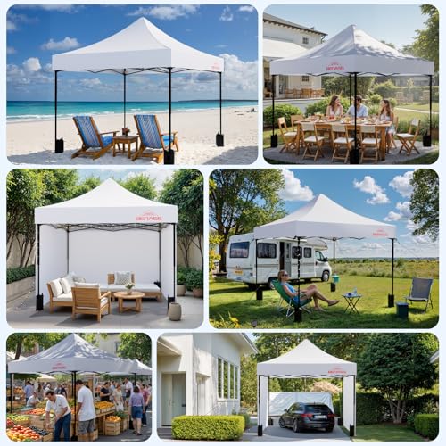 Benass 10x10 Pop Up Canopy Tent with 8 Reinforced Steel Wire Ropes, Heavy Duty Instant Canopies with 3 Removable Sidewall...