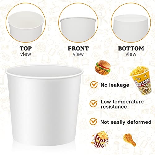 Hoolerry 50 Pcs Disposable Paper Bucket 85 oz White Cardboard Ice Bucket Bulk Ice Holder for Party Food Container Supplies