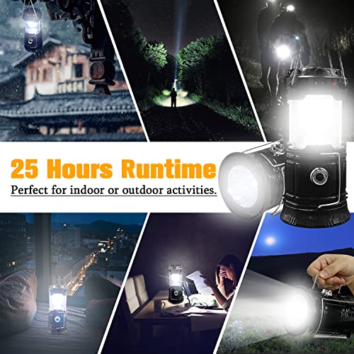 Collapsible Portable LED Camping Lantern XTAUTO Lightweight Waterproof Solar USB Rechargeable LED Flashlight Survival Kits...