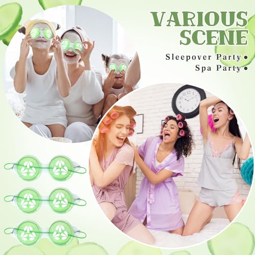 Skicuff 12 Pcs Cucumber Eye Pads Gel Eye Masks Cooling Heating Eye Pads Spa Party Favors Sleepover Slumber Party Supplies