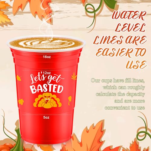 Uiifan 60 Pcs Thanksgiving Plastic Cups 16 oz Disposable Fall Party Cup Friendsgiving Plastic Stadium Cups Turkey Pumpkin ...
