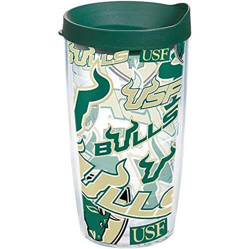 Tervis Made in USA Double Walled University of South Florida Bulls Insulated Tumbler Cup Keeps Drinks Cold & Hot, 16oz, All Over