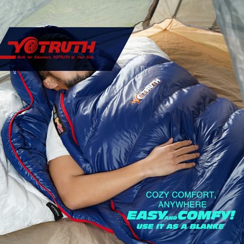 Yotruth Lightweight Down Mummy Sleeping Bag with 650-FP Duck Down, Ideal for Camping and Backpacking, Durable Ripstop Nylo...