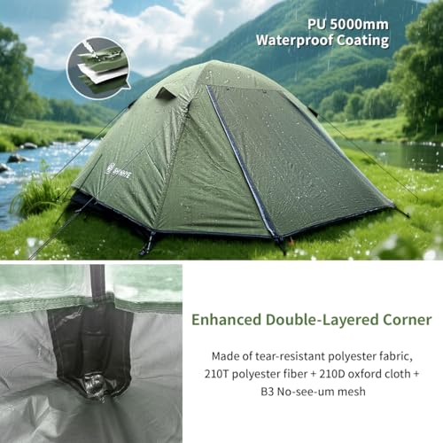 Backpacking Tent for Camping 2/3/4 Person Hiking Ultralight Tent for Waterproof Windproof Outdoor Tents Easy Setup Two Doo...