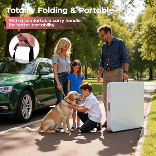 FDW 8FT Folding Table, Portable Fold-in-Half Plastic Picnic Party Table with Carrying Handle (White, 8FT)