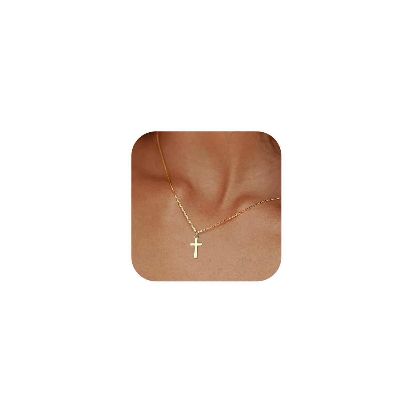 Bheop Cross Necklace for Women Trendy 14K Real Gold Plated Dainty Small Cross Pendant Choker Necklaces Simple Cute Charm Faith R