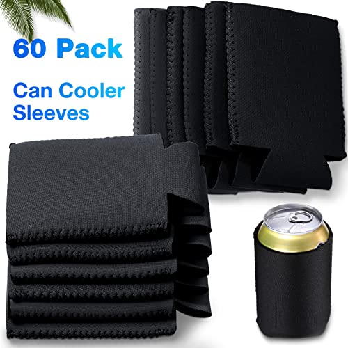 CHENGU 60 Packs Blank Can Cooler Sleeves Soda Neoprene Can Sleeve Drink Insulator Sleeve Collapsible for Parties, Events o...