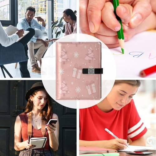 DIGTIA Christmas Trees Gifts Snowflakes PU Leather Notebook A5 Binder 6 Ring Refillable Journal with Magnetic Buckle Closure Loose Leaf Travel Office Planner Budget Binder Notepad Portfolio,
