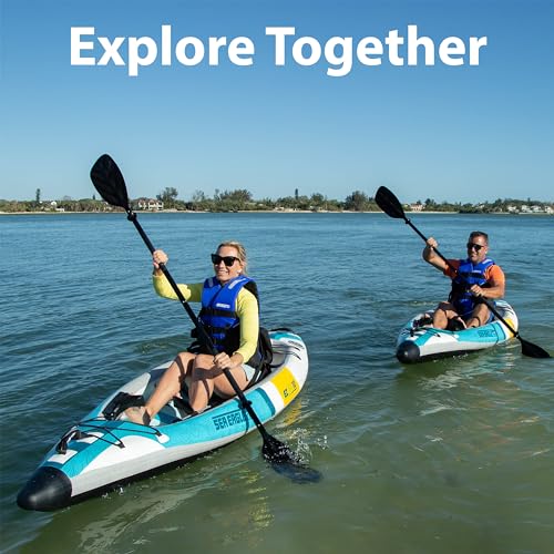 Sea Eagle EZLITE 10 Ultralight, All Woven, Drop Stitch, Rigid, High Performance, Easy Setup, 10' Solo Inflatable Kayak w/B...