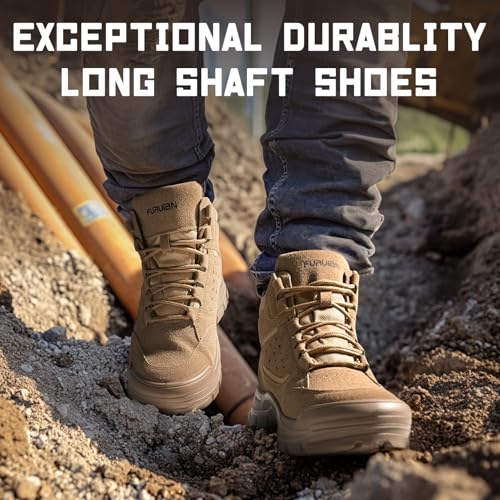 Furuian Steel Toe Boots for Men Women Comfortable Lightweight Work Boots for Men Slip Resistant High Top Steel Toe Safety ...