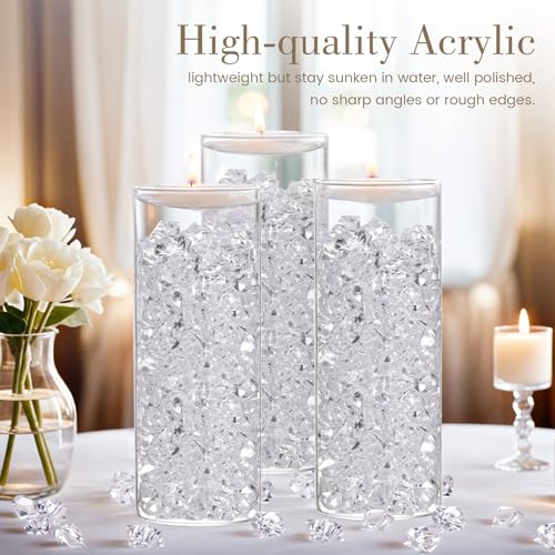 DomeStar Fake Ice, 150PCS Fake Diamonds, Plastic Diamonds Acrylic Rocks Vase Fillers for Centerpieces Wedding Party Table ...