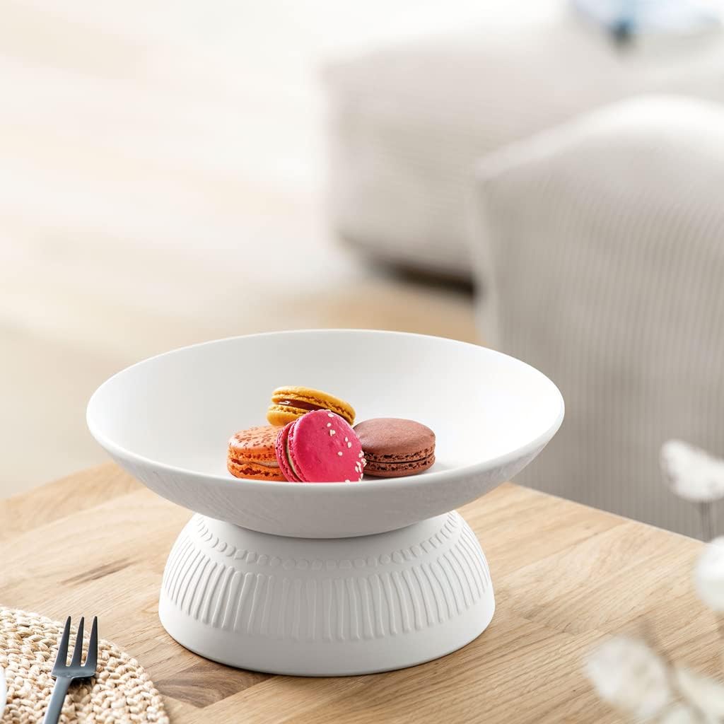 Villeroy & Boch Manufacture Rock Blanc Pasta Bowl, 9.5 in, Premium Porcelain, Made in Germany, Rich, Creamy White
