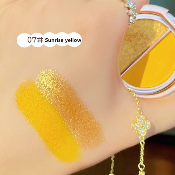 Double color eye shadow, high pigment eye makeup palette, matte shimmer metal eye shadow powder, waterproof and durable color eye makeup (07#Sunrise yellow)