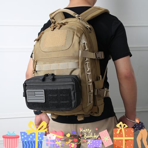 2 Pack Tactical Molle Admin Pouch with US Flag Patch and Keychain - Utility Laser Cut Tactical EDC Tool Pouch Bag Horizont...
