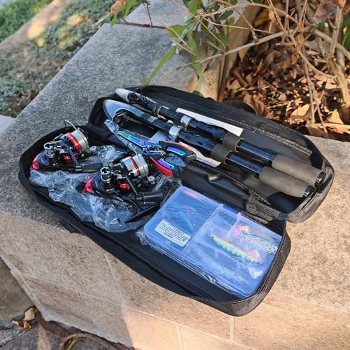 Telescopic Fishing Pole Combo, 2PCS 6.89ft Carbon Fiber Fishing Rods Spinning Reels Set，Full Kit with Fishing Pliers Lures...
