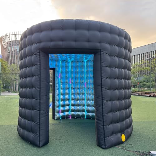 Vinfgoes 10ft Diameter Round Inflatable LED 360 Photo Booth Enclosure with Led Light, Air Blower Photo Booth Backdrop for ...