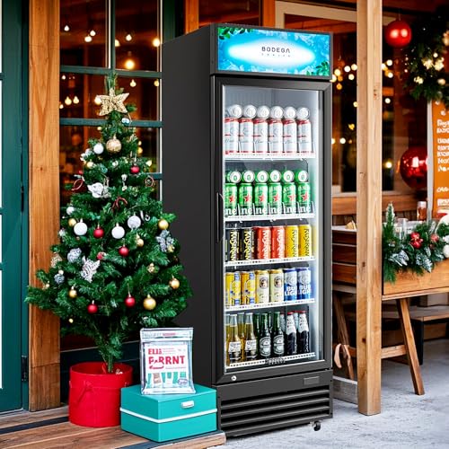 BODEGACOOLER Beverage Refrigerator and Cooler, Commercial Refrigerators with 4 shelves, Commercial Fridge with Soft LED Li...