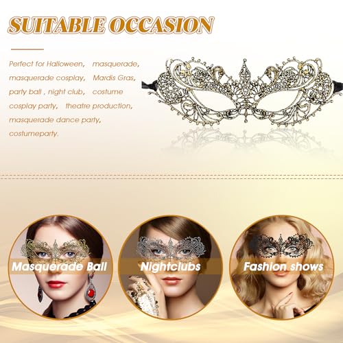 WY LIGHTING LEVEL 3 Pieces Masquerade Mask for Women, Fancy Dress Masks Lace Face Mask