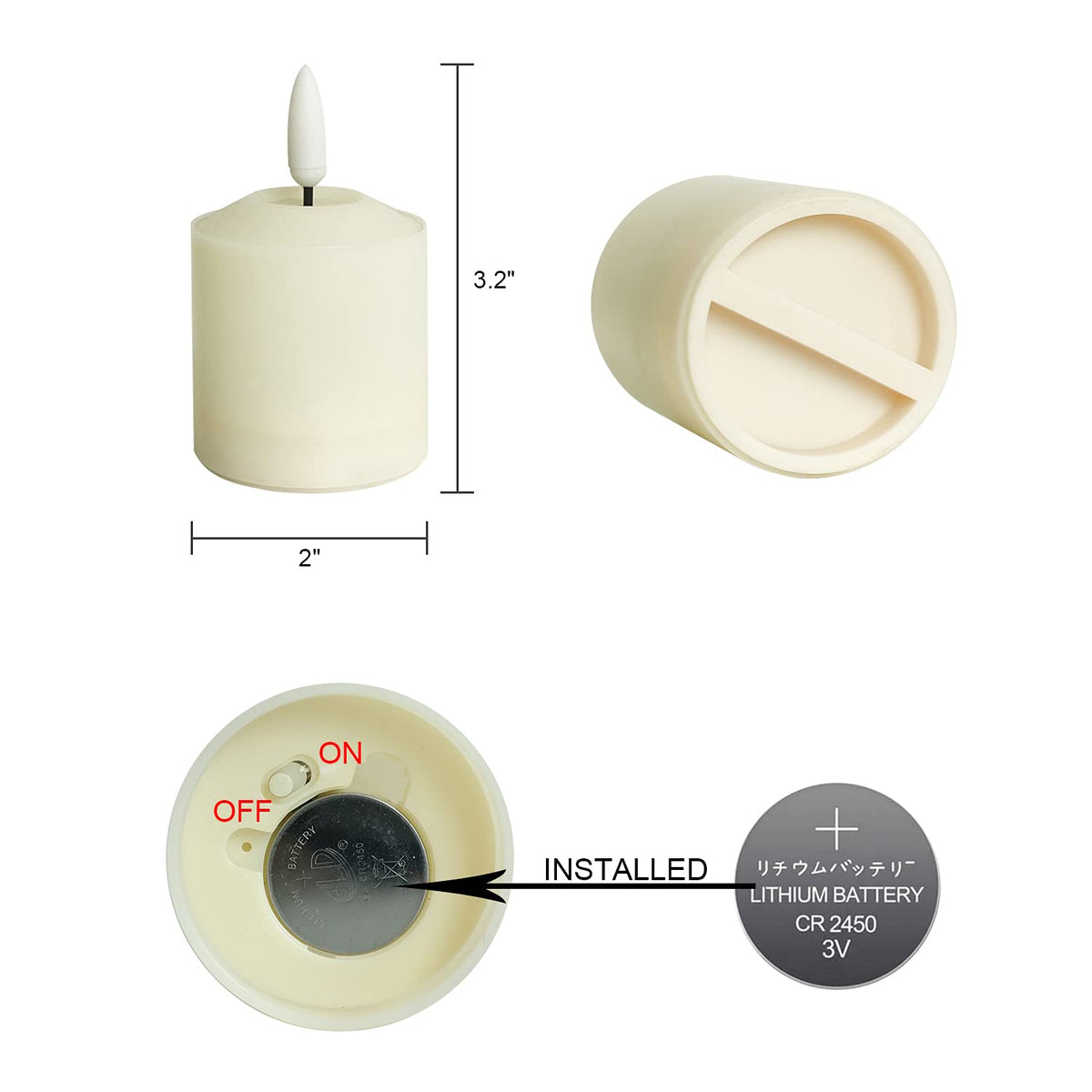 GenSwin Flameless Waterproof Pillar Candles Flickering with Remote & Timer, Battery Operated LED Votive 3D Wick Candles for Indoor Outdoor Lanterns 6 Pack Ivory(Battery Include, 2 x 3.2 Inch)