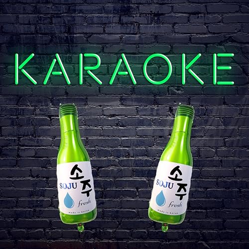 30" Soju Bottle Foil Balloons (set of 2, with straw) 21st Birthday Decorations Korean Decor, Reusable Inflatable Karaoke K...