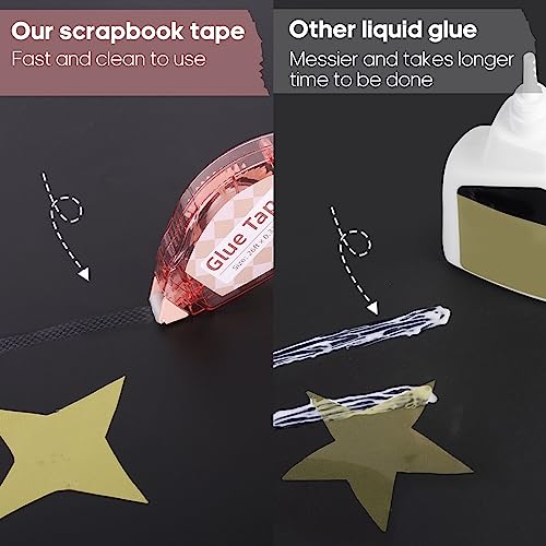 Secopad Scrapbook Tape, 4 Pack Double Sided Tape Roller for Crafts, Adhesive Glue Runner Scrapbooking Supplies Journaling ...