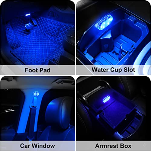 4Pcs Car LED Lights Interior Wireless, 7 Colors Interior Car Lights with 6 Bright LED Lamp Beads, Portable USB Rechargeabl...