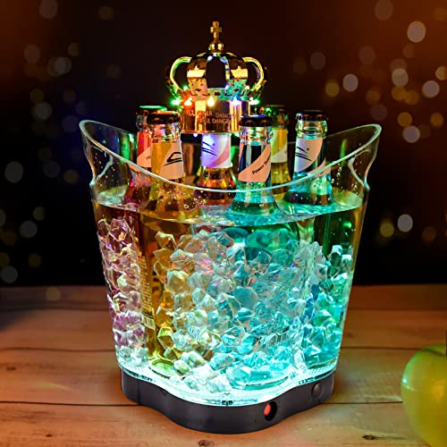 LED Ice Bucket - Portable Colorful Gradient Ice Bucket 6 Liter,Great for Home Bar, Chilling Beer, Champagne and Wine (Four...