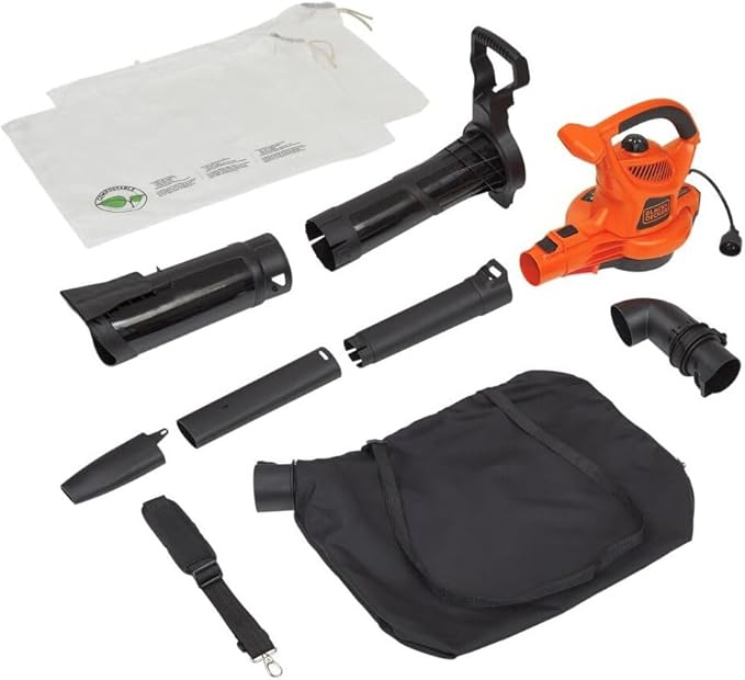 BLACK+DECKER Leaf Blower Leaf Vacuum and Leaf Mulcher 3-in-1, Electric Blowers for Lawn Care, 12 Amp, 250 MPH, 400 CFM (BV6000)