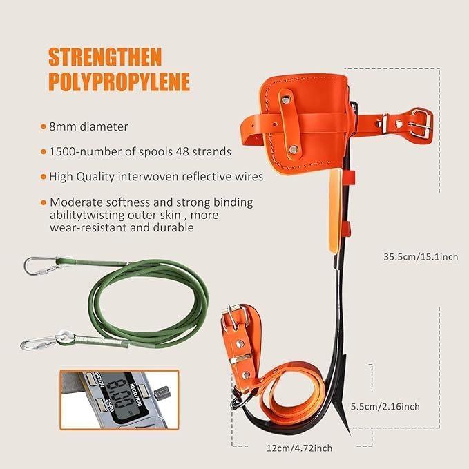 Best Tree Climbing Gear,Tree Climbing Spikes, Tree Climbing Gear with Adjustable Climbing Straps and Steel Core Flip Line,...