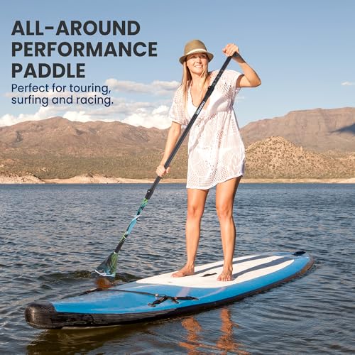 SereneLife Stand Up Paddle Board Paddle, 3-Shaft Adjustable SUP Paddle with Teardrop Blade, Lightweight Carbon Fiber Desig...