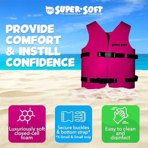 TRC Recreation Super Soft Child Size Medium Life Jacket USCG Approved Vinyl Coated Foam Swim Vest for Kids Swimming Pool a...