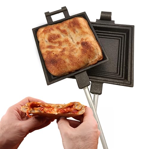 Coghlan's Cast Iron Camp Cooker - Pre-Seasoned Pie Iron Sandwich Maker with Heat-Resistant, Removable Handles, Easy-to-Cle...