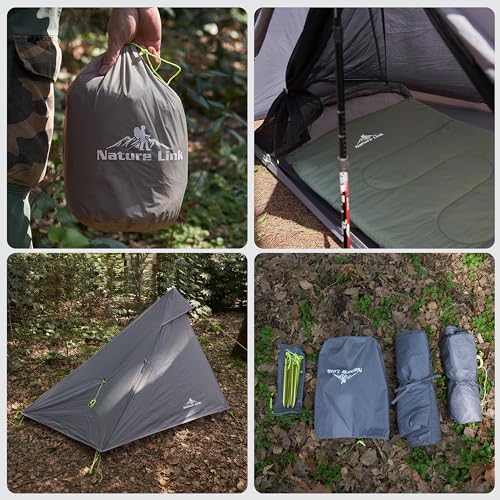 Nature Link Altair One Ultralight Trekking Pole Backpacking Tent, Waterproof SIL Nylon, Double Wall, 3 Season, 1 Person Sh...