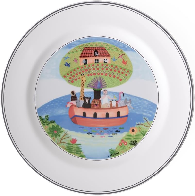 Villeroy & Boch Design Naif Dinner Plate #2-Noah's Ark, 10.5 in, Premium Porcelain, White/Colorful