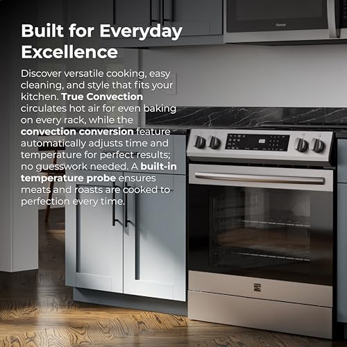 Kenmore 5.6 cu. ft. Front Control Electric Range Oven with 5 Elements - True Convection, Air Fry, Self Clean Oven, Tempera...
