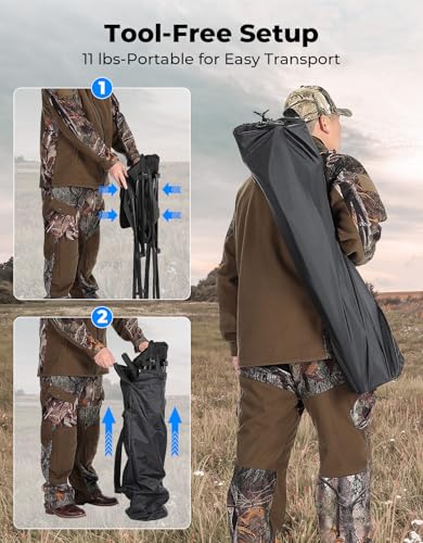 KEMIMOTO Hunting Blind Chair 360 Degree Silent Swivel, 300 Lbs Height Adjustable Quick Folding Portable Comfortable Huntin...