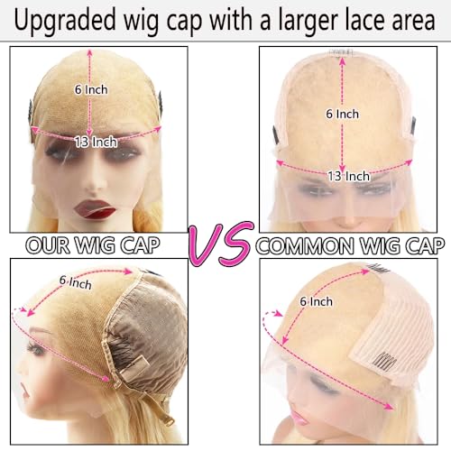 613 13x6 Lace Front Wig Human Hair Blonde Body Wave Glueless HD Lace Frontal Wigs Pre Plucked with Baby Hair for Black Women 180% Density 26 Inch