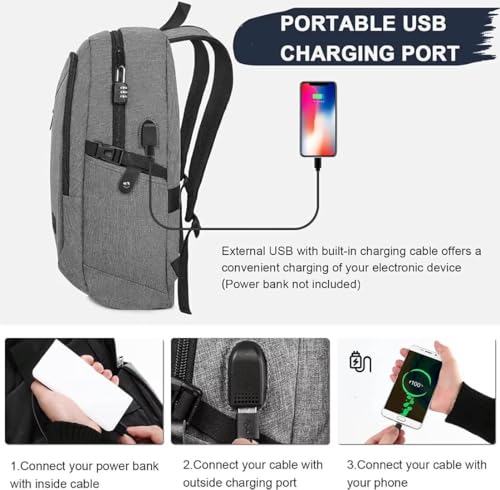 Mancro Laptop Backpack for Travel, Anti-theft Laptop Backpack for Men Business Backpack Work Daypack with USB Charging Por...
