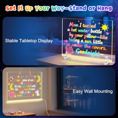 Teen Girl Gifts - Led Drawing Board Gifts for Teenage Girls Christmas Birthday Gift - Light up Message Board with Stand Ma...