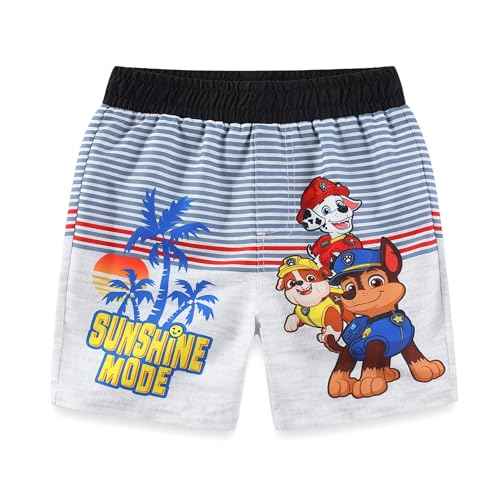 Paw Patrol Nickelodeon Chase Marshall Rubble Boys UPF 50+ Rash Guard and Swim Trunks Swimsuit Set for Toddler and Big Kids