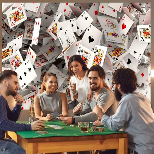 Sensfun 7x5ft Fabric Poker Backdrop 3D Playing Cards Photography Background Casino Night Birthday Party Decorations Banner...