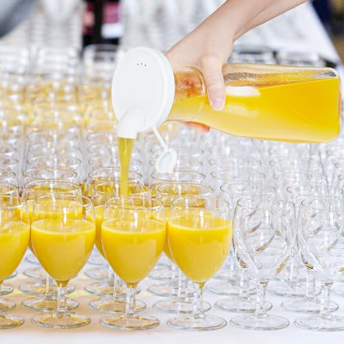 Ritayedet Glass Carafe, 1 Liter Carafe for Mimosa Bar, 4 Pcs, Square Pitcher with Lid and Spout, Drink Dispenser for Parti...