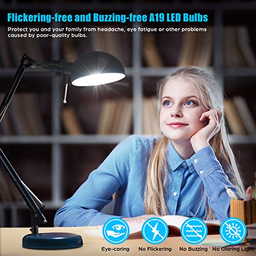 LED Light Bulbs 100W Equivalent 1500 Lumens, A19 13W 5000K Daylight White Non-Dimmable, Super Bright No Flicker Standard E...