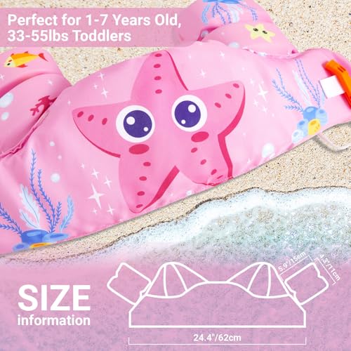 Toddler Swim Vest Swim Jacket Toddler Life Jacket 30-50 Lbs, US Coast Guard Approved Life Vest Kids Arm Floaties for Toddl...